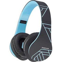 Powerlocus Wireless Headphones Over Ear Headphones Bluetooth with Microphone Foldable Soft Ear Pads Hi-Fi Stereo Bass Headset Wireless and Wired Mode for Kids/Adult/TV/PC/Home Office (Blue)