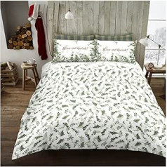 Gaveno Cavailia Premium Super Soft Honesty Leaf Christmas Duvet Set Double Easy Care Comfy Botanical Xmas Bedding, Multi, 656692-Vict-Vend