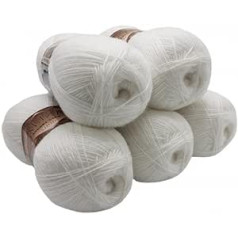 5 x 100 g Alize Angora Gold Simli Glitter Wool, Effect Wool, Plain, 500 g Metallic - Wool with 20% Wool Content (White 55)