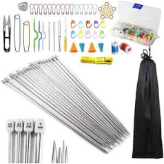 Anyasen 80 Pieces Knitting Accessories Kit Knitting Needles Set Stainless Steel Knitting Needle Knitting Needles Metal Handmade Knitting Accessories Crochet Hooks Set Crochet Hook Set Crochet Knitting