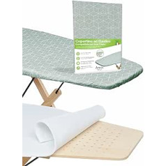 ARCOL Compatible with Foppapedretti Ironing Board Cover, Elastic Replacement Cover, Made in Italy, 100% Cotton Ironing Board Cover (Cover + Peg, Green, Modern)