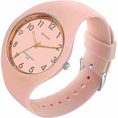 Forrader Watch with Silicone Strap for Women and Girls, Large Dial, Waterproof, Sporty, Fashionable, Casual, Simple, Quartz Analogue Watches