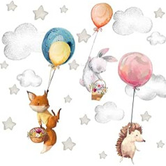 Little Deco DL656-3 Wall Sticker Animals Balloon Wall Sticker Children's Room Wall Decoration