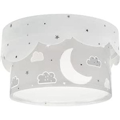 Dalber Ceiling Light Children's Room, Ceiling Light for Children, Moon and Stars, Grey, Ceiling Light for Children's Room, 61236E, E27