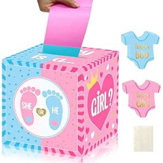 Hongpar Baby Gender Reveal Pull Out Game Box, Gender Reveal Voting Box with 60 Ballot Cards, Boy or Girl, Gender Reveal Party Supplies, Pink and Blue