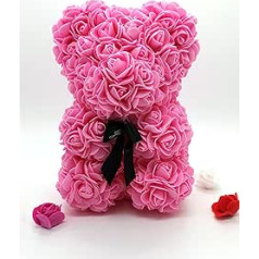 Yarhom Rose Petal Bear, Romantic Artificial Rose Petal Bear for Women, Mother, Girlfriend, Dad, Rose Gifts for Valentine's Day (Pink)