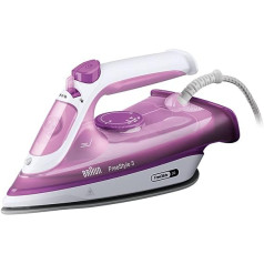 Braun FreeStyle 3 FI3124 PU, Steam Iron with FreeGlide 3D Technology, SuperCeramic Sole, Ultimate FastClean, Automatic Shut-Off, Vertical Steam, Purple