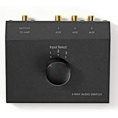 TronicXL Analogue Stereo Triple Input Audio Switch 3X (2x RCA Female) 2x RCA Switch Switch Input Soft 1 Output 3 Input Audio Switch Speaker Boxes HiFi