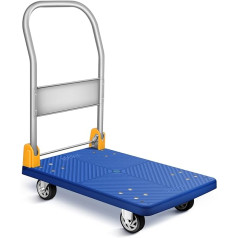 YSSOA Platform Trolley with 400 kg Load Capacity and 360 Degree Swivel Wheels, Foldable Sliding Hand Trolley for Loading and Storage, Blue