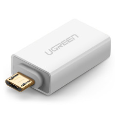 Переходник, штекер micro USB - USB 2.0 OTG, белый