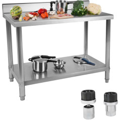 Настенный стол, столешница для кухни с кромкой из нержавеющей стали 100х60см