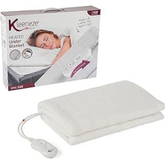 Kleeneze KL1286STK Electric Heated Under Blanket 3 Heat Settings Safe Safety Plug Machine Washable 70W King Cream King Size