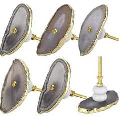 ACBungji Pack of 6 Agate Furniture Knobs Furniture Handles Dresser Buttons Clothes Hooks Multi-Purpose Drawers Single Hole Handle Door Knobs for Door Dressers Drawers Cupboard Wardrobe