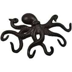 Xshelley Home Decor Octopus Key Hook Wall Mount Vintage Cast Iron Coat Hook with 6 Tentacles