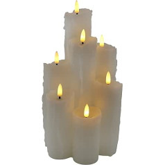 Klocke Dekorationsbedarf LED Candle Set with Wax Drops - Timer - Real Wax - Realistic Flickering (White, 7 - 14 x 14 x 30 cm)