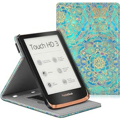Fintie Case for Pocketbook Touch HD 3 / Touch Lux 5 / Touch Lux 4 / Basic Lux 2 / Color (2020) e-Book Reader - Multi Viewing Angle Protective Case with Hand Strap, Auto Sleep/Wake, Jade
