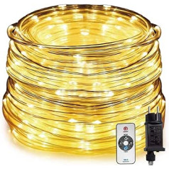 HAUSPROFI LED Light Tube 30 m 600 LEDs Fairy Lights with Remote Control for Indoor Outdoor Power Operated 8 Mode Brightness Dimmable LED Tube Light Tube for Christmas, Party, Warm White, Diameter 5 mm