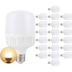 Mengjay Pack of 20 13 W E27 LED Light Bulbs 1300 Lumens, No Flickering and Warm White E27 LED Light Bulbs Replacement 125 W Halogen Bulb 360° Beam Angle Not Dimmable