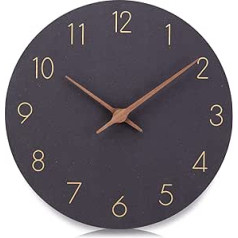 Wall Clock, Without Ticking Noise, Wall Clock, Wood Silent, Modern Wall Clocks Roman Numerals Quartz Battery Operated Wall Clock for Living Room, Kitchen, Bedroom, Wall Clocks Decor (30 cm, Black)