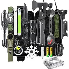 Artkunst Survival Kit 21 in 1, Emergency Equipment, Survival Set, Professional Survival Equipment, Multifunctional Outdoor Kit for Travel Adventures, Hiking, Camping, Outdoor Adventure