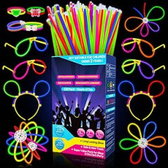 Millegu Glow Sticks Party Set, 100 Pieces Glow Sticks 130 Connectors, Neon Glow Sticks Chains and Luminous Glasses for Children, Decoration for Festival, Weddings, Christmas, New Year's Eve Party