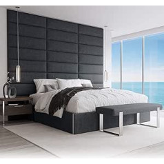 VANT Padded Headboards - Accent Wall Panels - Pack of 4 - Easy Fit - King Twin Bed Sizes (76 cm Wide, Weave Blue Denim)