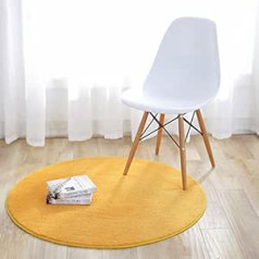 Fouriding Plain Round Rug, Soft Short Pile Rugs for Living Room, Dining Room, Children's Room, Bedroom and Kitchen, Yellow, 100 cm