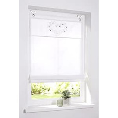 Kutti Roman Blind with Eyelets Svea White Country House Heart Romantic 100 x 140 cm