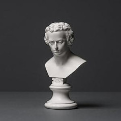 Schiller Sculpture Made of High-Quality Zellan, Handmade, Made in Germany, Bust in White, 17 cm