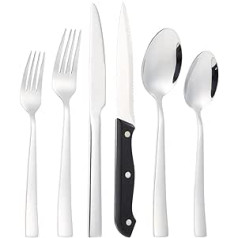 JGJGJG Cutlery Set for 6 People, 36-Piece Stainless Steel Cutlery Set, Cutlery Including Knife/Fork/Spoon/Steak Knives, Mirror Polished, Dishwasher Safe