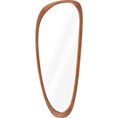 Navaris Asymmetrical Wall Mirror with Wooden Frame - Decorative Mirror 60 x 24.5 cm - Bathroom Mirror Hallway Toilet - Wall Decoration Bathroom - Decorative Hanging Mirror