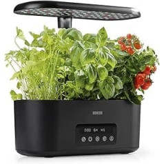 N8WERK Plant Grow Station Complete Set with Display | Hydroponic System with Imitation Daylight Spectrum | Automatic Watering, Includes Plant Sponges, Seed Pots, Cultivation Caps & Fertiliser