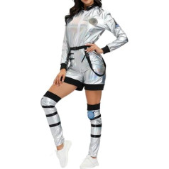 Astronaut Kostüm Herren Damen: Weltall Glitzer Space Astronautenoverall Astronaut Cosplay Karneval Fasnachtskostüme Faschingskostüme Alien Raumfahrer Spaceman Astronauten Kostüm Space Kostüm