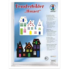 Ursus 21330099 Window Stickers Houses Craft Kit with Materials for Window Decoration Made of Photo Card and Transparent Paper with Instructions (English language not guaranteed) Colourful, Medium