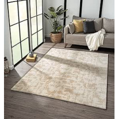 VIMODA Washable Rug Bedroom Living Room Short Pile Non-Slip Fluffy Soft Modern Plain Colour: Beige-Cream, Dimensions: 140 x 200 cm