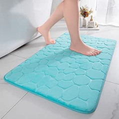 chakme Memory Foam Bath Mat, Absorbent Bath Mat, Bathroom Rug, Shower Mat, Decorative Doormat Non-Slip Mat for Bathroom, Living Room, 50 x 80 cm, Teal Green