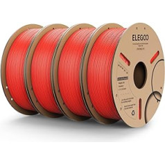 ELEGOO PLA Filament 1.75 mm, 3D Printer Filament PLA Dimensional Accuracy +/- 0.02 mm, Compatible with FDM Printer, 4 kg (1 kg/Spool), Red