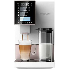 Cecotec Cremmaet Compactccino White Rose Fully Automatic Coffee Machine, 19 Bar, Milk Container, Thermoblock System, 5 Grinding Levels, 150 g Coffee Storage