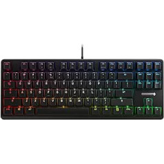 Cherry G80-3000N RGB TKL, MX RED Silent Switches, International Layout, QWERTY Keyboard, Wired Gaming Keyboard, Illuminated, Black