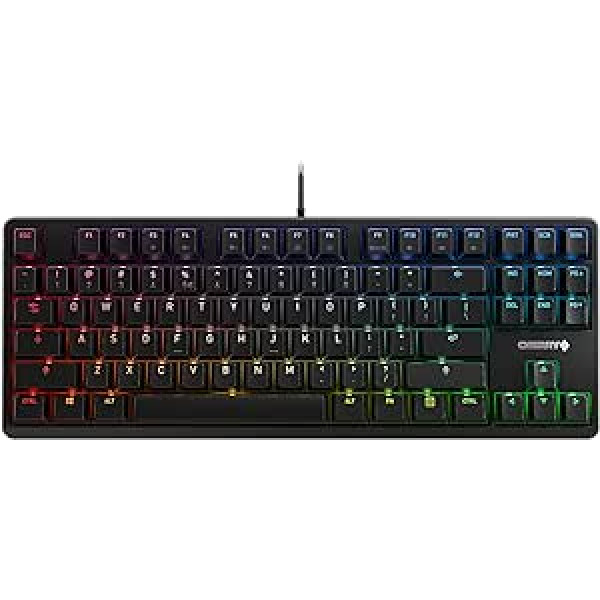 Cherry G80-3000N RGB TKL, MX RED Silent Switches, International Layout, QWERTY Keyboard, Wired Gaming Keyboard, Illuminated, Black