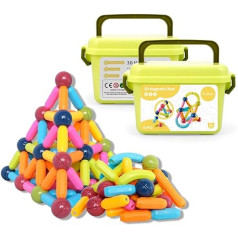 Crokets 51-teiliges magnetisches Kinderspiel, Magnetspiel, Magnetkonstruktionen, magnetische Stöcke und Kugeln, Baumagnete, Geschenke für Kinder, Lernspiele von 3 bis 99 Jahren.