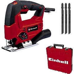 Einhell Jigsaw TC-JS 80/1 Kit (550 W, 20 mm Lifting Height, Pendulum Stroke Function, 80 mm Cutting Depth in Wood, 10 mm in Steel, 3,000 rpm, Includes 3x T-Shank Saw Blade)