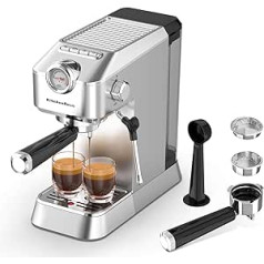 KithenBoss Professional Portafilter Machine Espresso Machine Portafilter: Espresso Portafilter Machine with Milk Frother, Coffee Machine 15 Bar, Espresso Machines with 1.2 L Water Tank