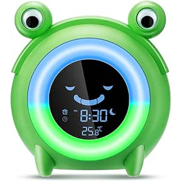 zerotop Children's Alarm Clock, Light Alarm Clock, Cartoon Children's Sleep Training Alarm Clock, USB Operated with 5 Colours, Night Light, Snooze Function, 4 Brightness Levels, Alarm Time and