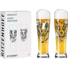 Ritzenhoff 3481004 Wheat Beer Glass 500 ml - Set of 2 - Series Brauchzeit Set No. 4 - 2 Pieces with Multicoloured Digital Print