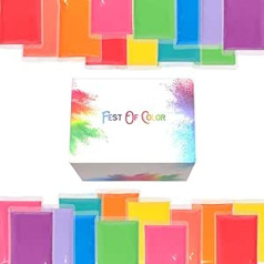 FestOfColor 25 Packs - 100g Each, Holi Powder, Holi Colours Powder, Sex Revelations, Baby Showers, Rangoli, Diwali, Smoke for Photography, Nature, Color Wars, Rainbow Party, Festivals