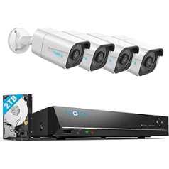 Комплект 8-канальной камеры наружного наблюдения Reolink 4K с 4 IP-камерами 8 МП PoE, жестким диском 2 ТБ, NVR, для круглосуточной видеозаписи в помеще