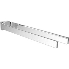 EMCO Cue Double Arm Wall Mounted Towel Rail Rigid Metal Towel Rail High Quality Bath Towel Holder for Two Towels, Chrome