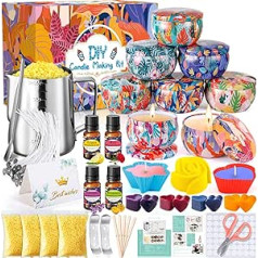 Encoun Candle Making Set, Candle Making, DIY Candle Making Kit with 480 g Soy Wax, 8 Candle Tins, 4 Fragrance Oil, 4 Colour Blocks, Watering, Scented Candle Gift Set for Women