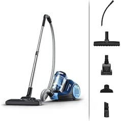 Rowenta Swift Power Cyclonic Bagless Vacuum Cleaner, 900 Watt, Absorbent, High Filtration, Large Area Coverage, Compact Format, Blue, RO2981EA